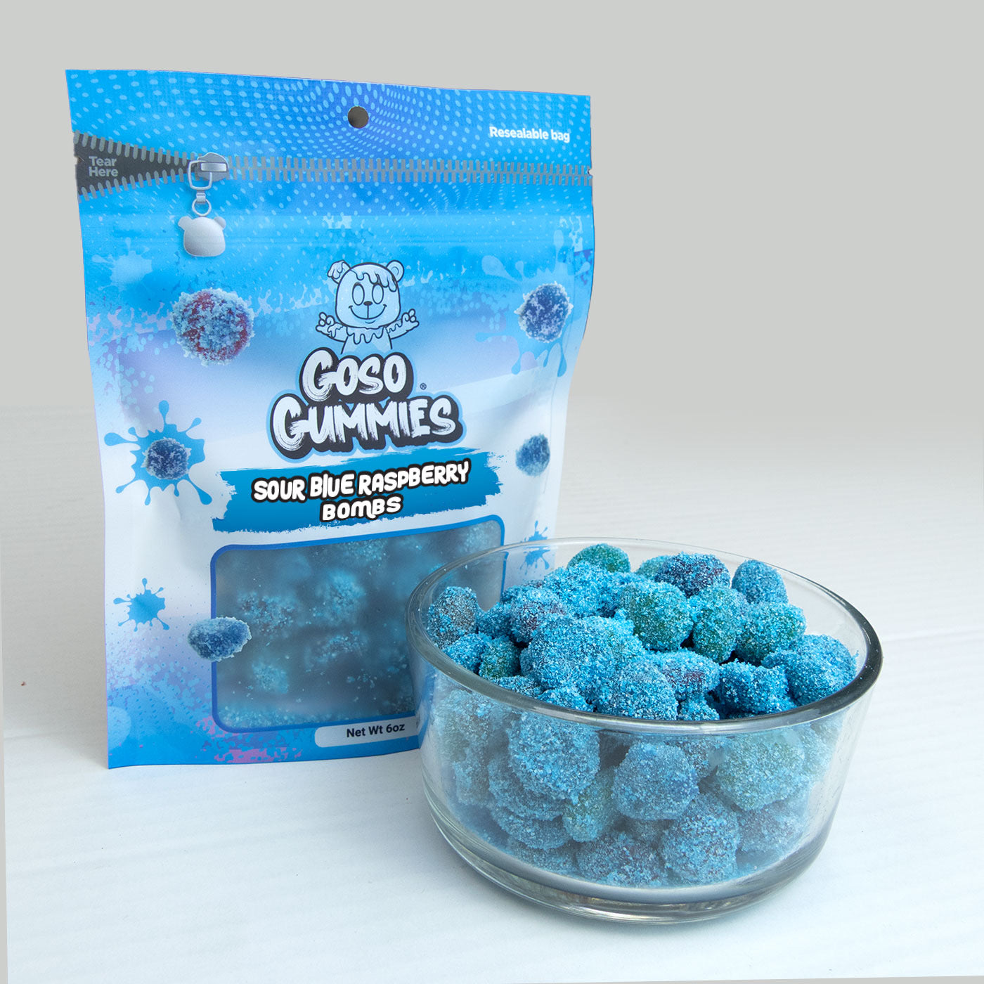 Sour Blue Raspberry Viral Gusher Bombs 6oz Candy - Fruit Snack
