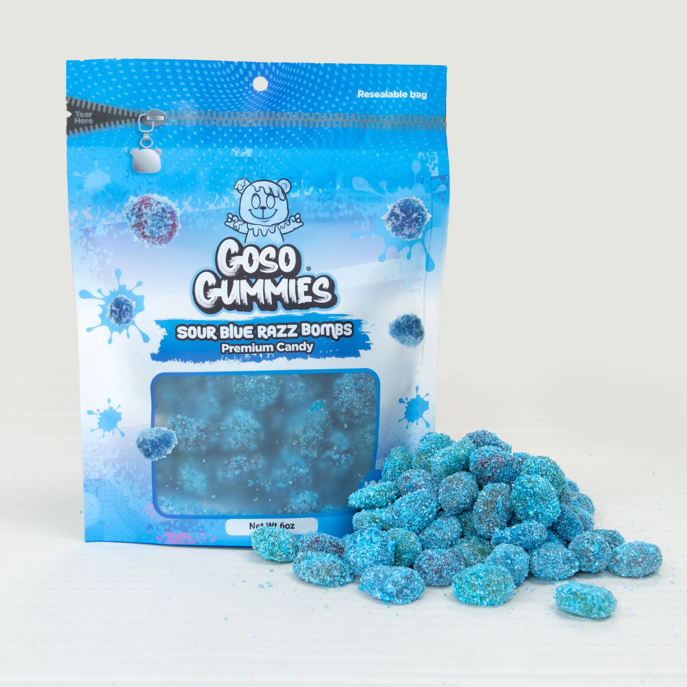 Goso Gummies Sour Blue Razz Viral Gusher Bombs 6oz Candy - Fruit Snack