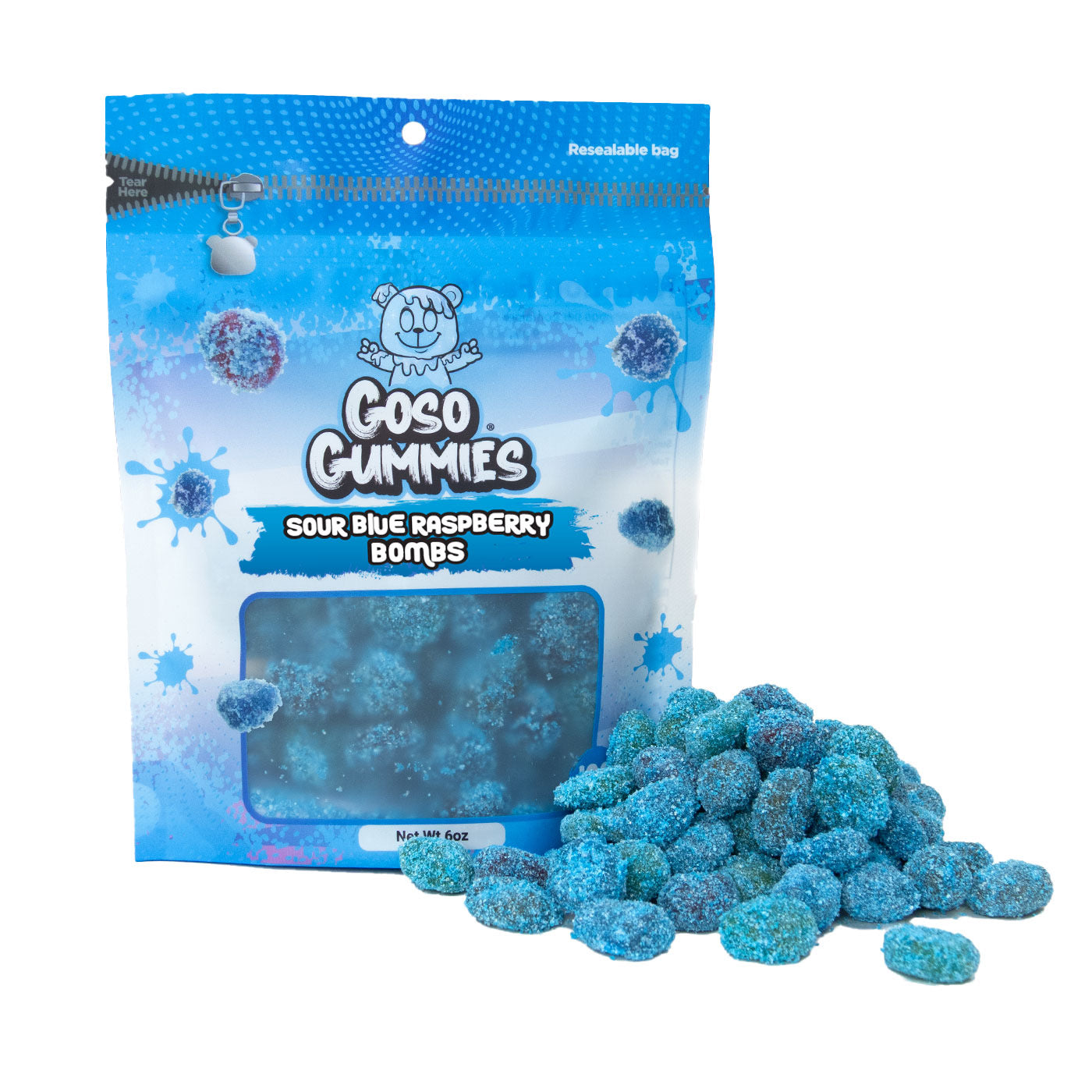Sour Blue Raspberry Bombs 6oz + Sour Watermelon Bombs 6oz - Viral Gushers 12oz Duo Pack - Sour Chewy Fruit Candy