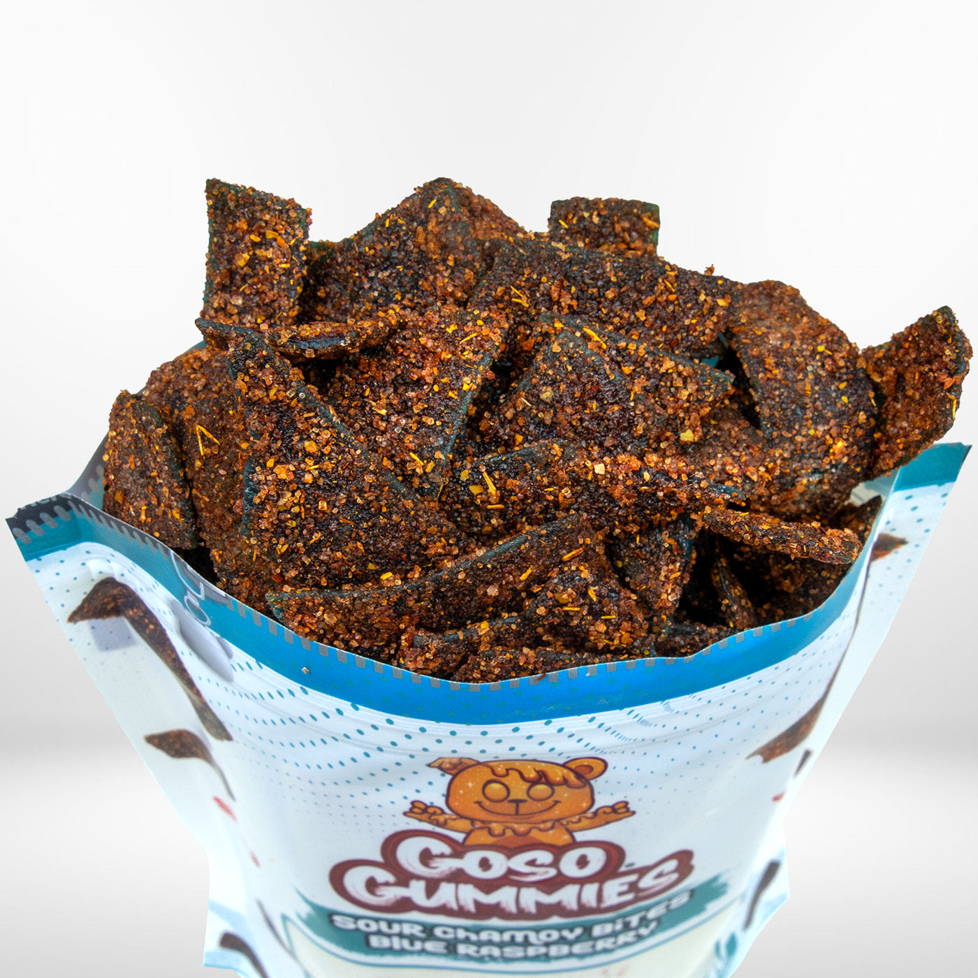 Goso Gummies Sour Chamoy Blue Raspberry Bites - 4oz Bag - Tangy Sweet Snack