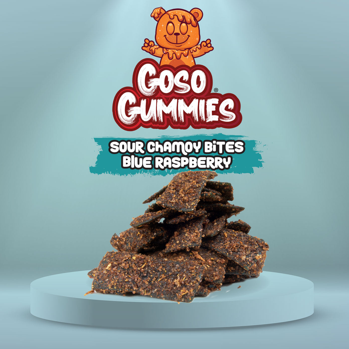 Goso Gummies Sour Chamoy Blue Raspberry Bites - 4oz Bag - Tangy Sweet Snack