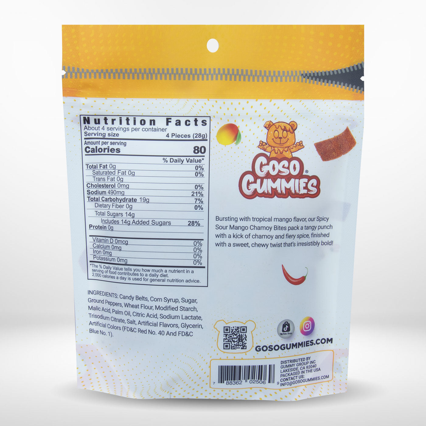 Goso Gummies Sour Chamoy Mango Bites - 4oz Bag - Tangy Sweet Snack