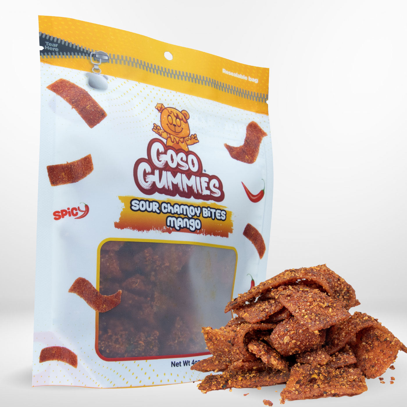 Goso Gummies Sour Chamoy Mango Bites - 4oz Bag - Tangy Sweet Snack