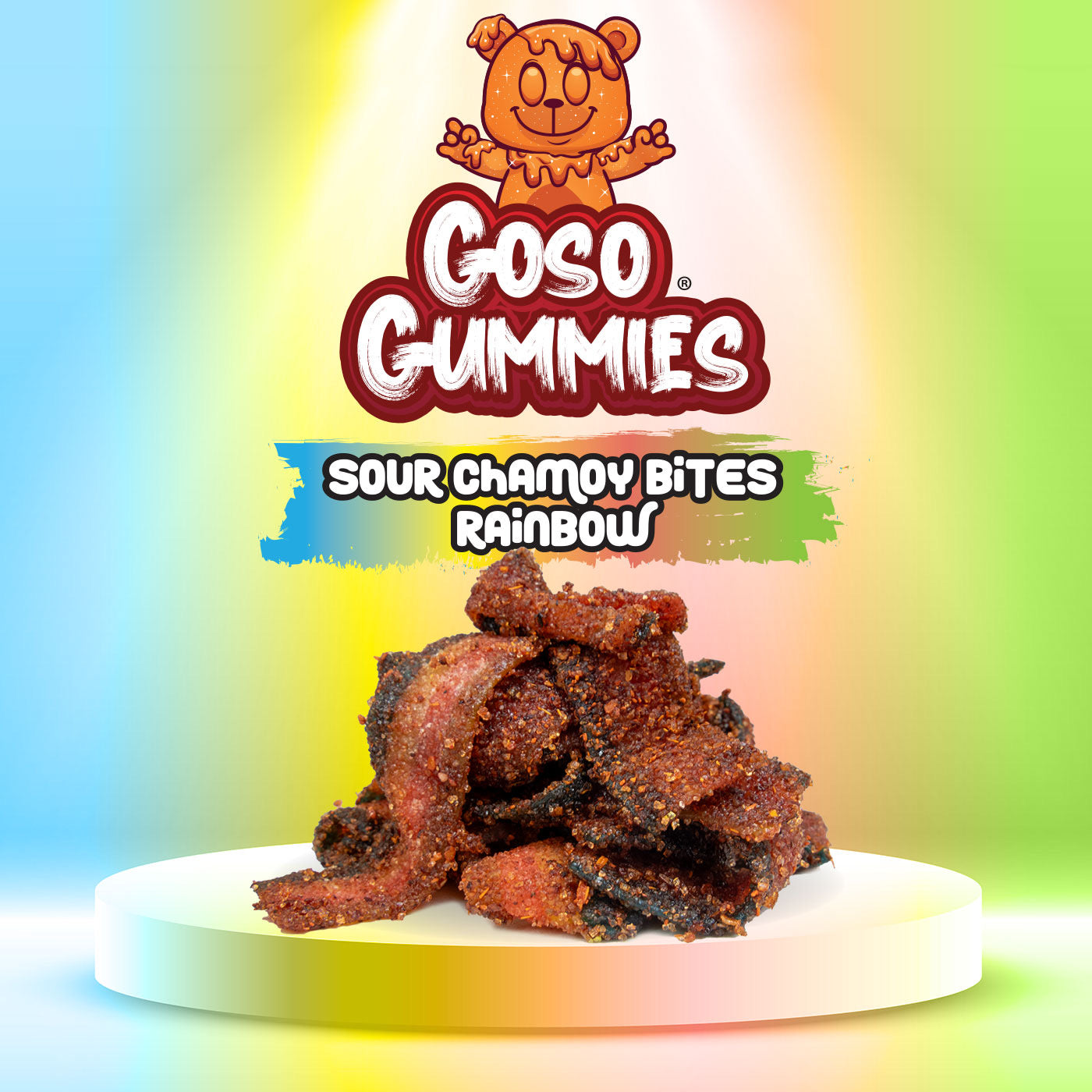 Goso Gummies Sour Chamoy Rainbow Bites - 4oz Bag - Tangy Sour Snack