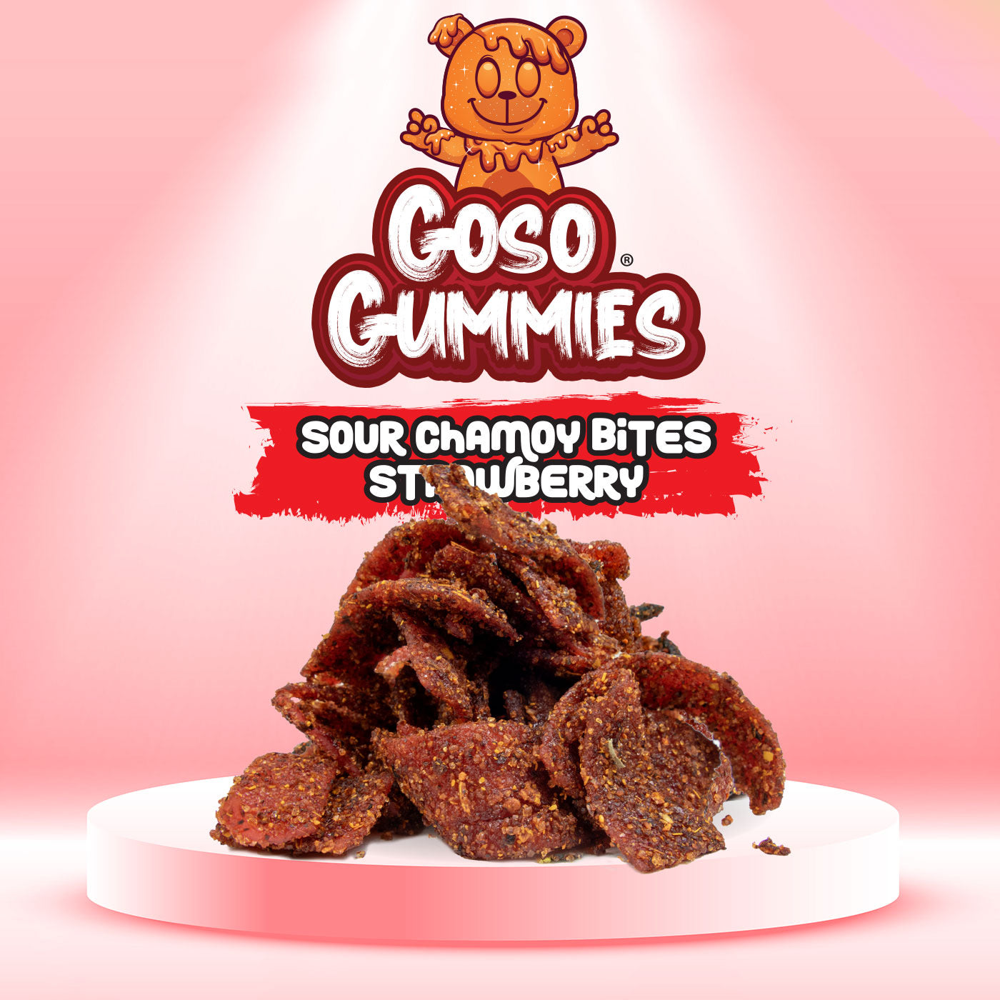Goso Gummies Sour Chamoy Strawberry Bites - 4oz Bag - Tangy Sweet Snack