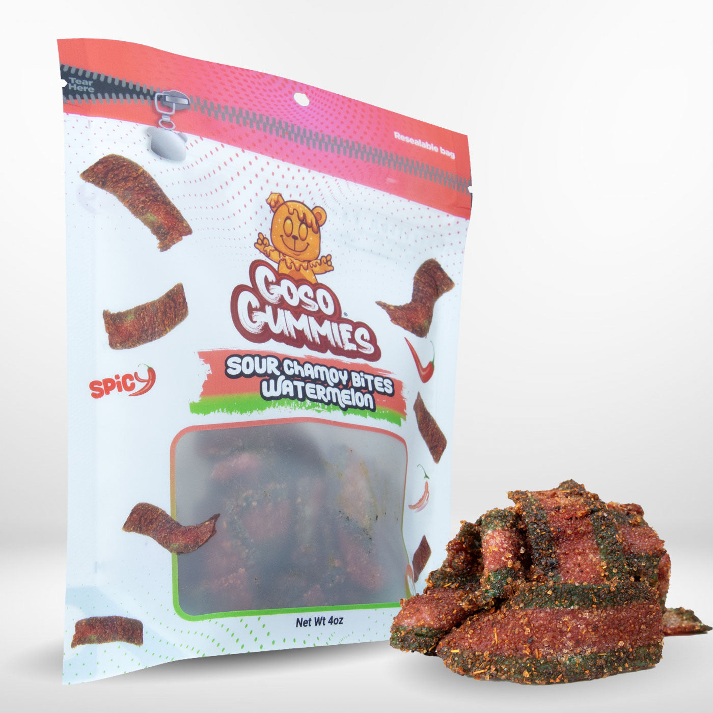 Goso Gummies Sour Chamoy Watermelon Bites - 4oz Bag - Tangy Sweet Snack