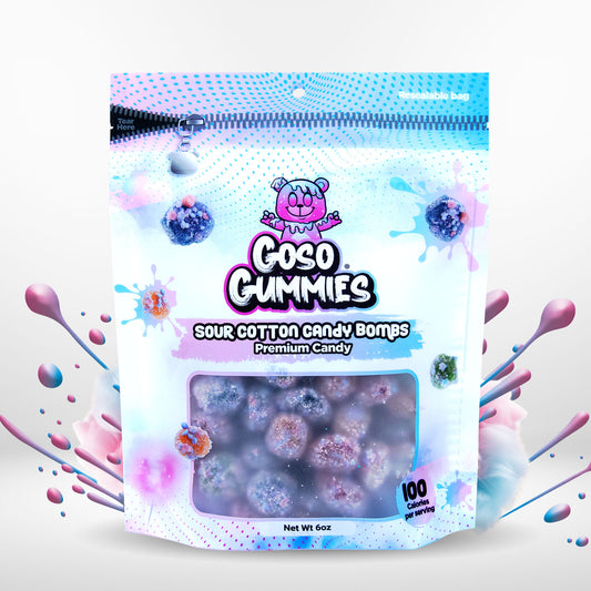 Goso Gummies Sour Cotton Candy Viral Gusher Bombs - 6oz Bag - Sour Chewy Snack