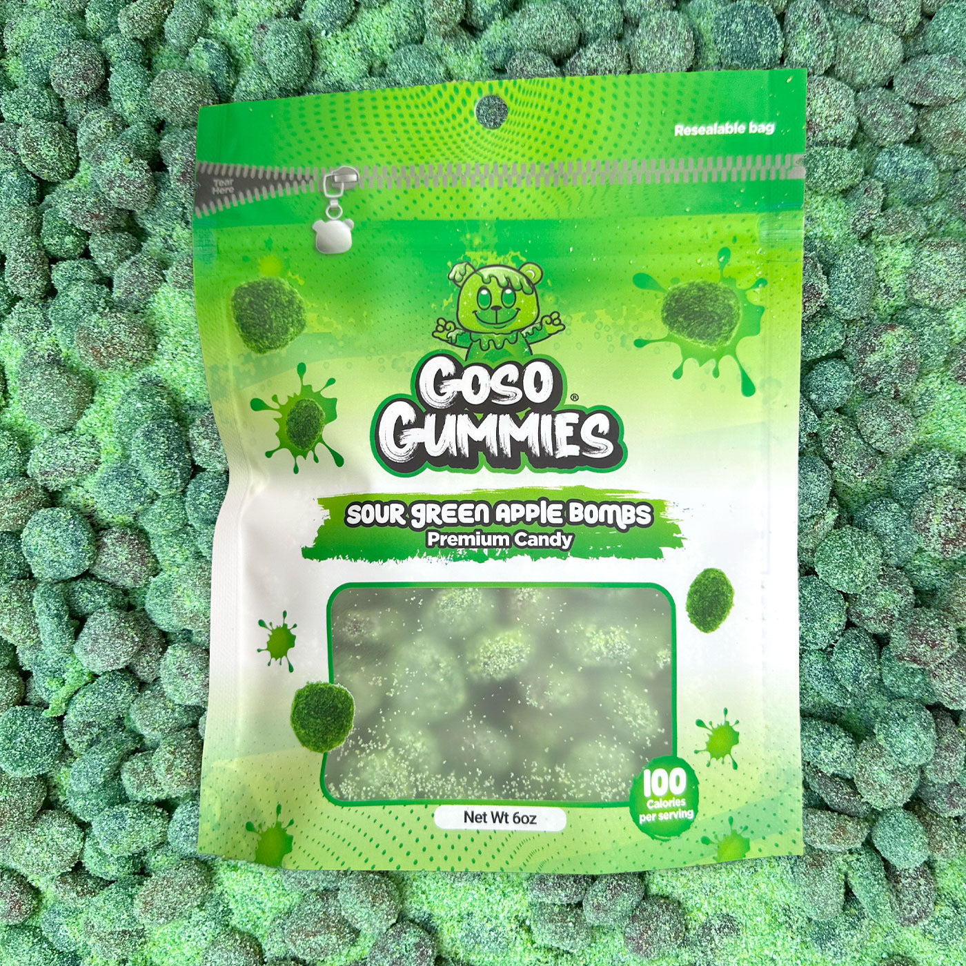 Goso Gummies Sour Green Apple Gusher Bombs – Viral Sour Gushers Candy