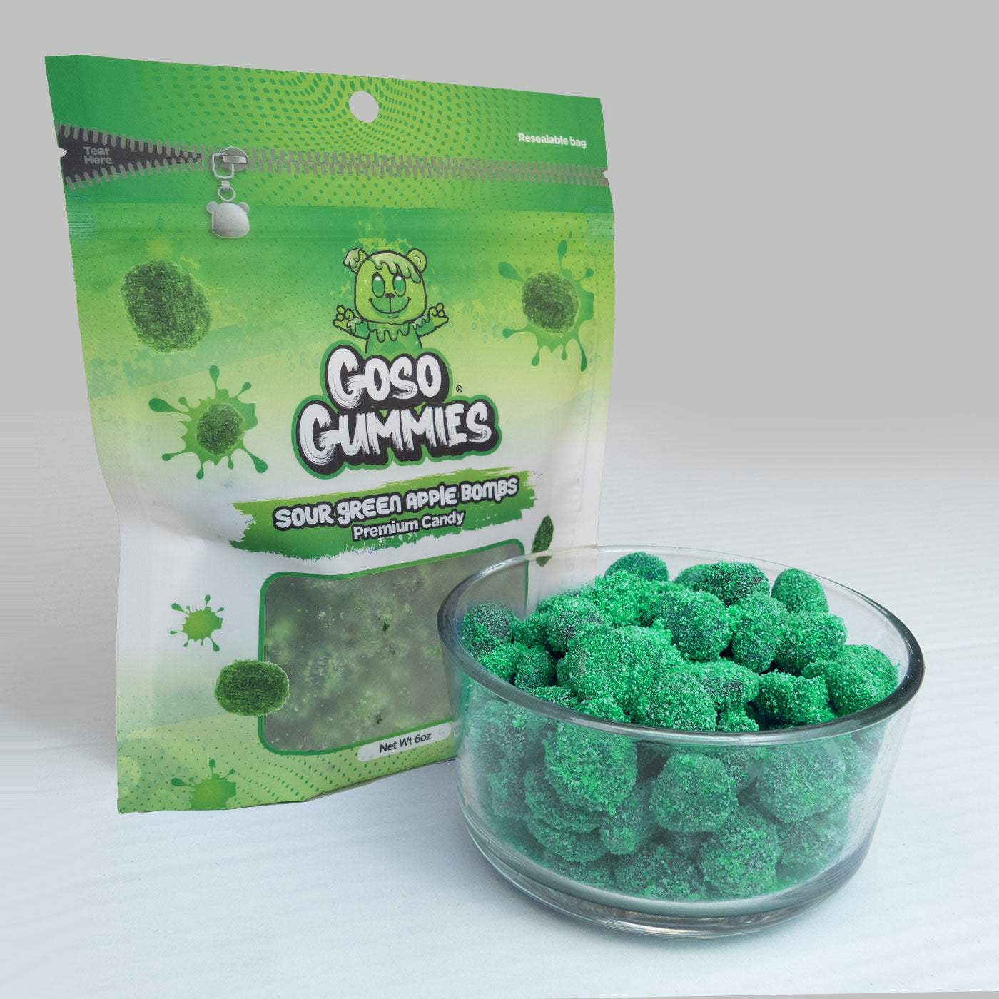 Goso Gummies Sour Green Apple Gusher Bombs – Viral Sour Gushers Candy
