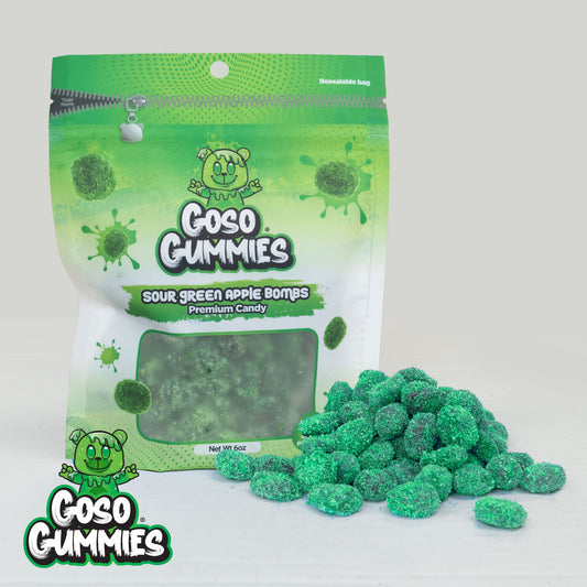 Goso Gummies Sour Green Apple Gusher Bombs – Viral Sour Candy, Chewy Gushers Candy Snack, Sour Treat