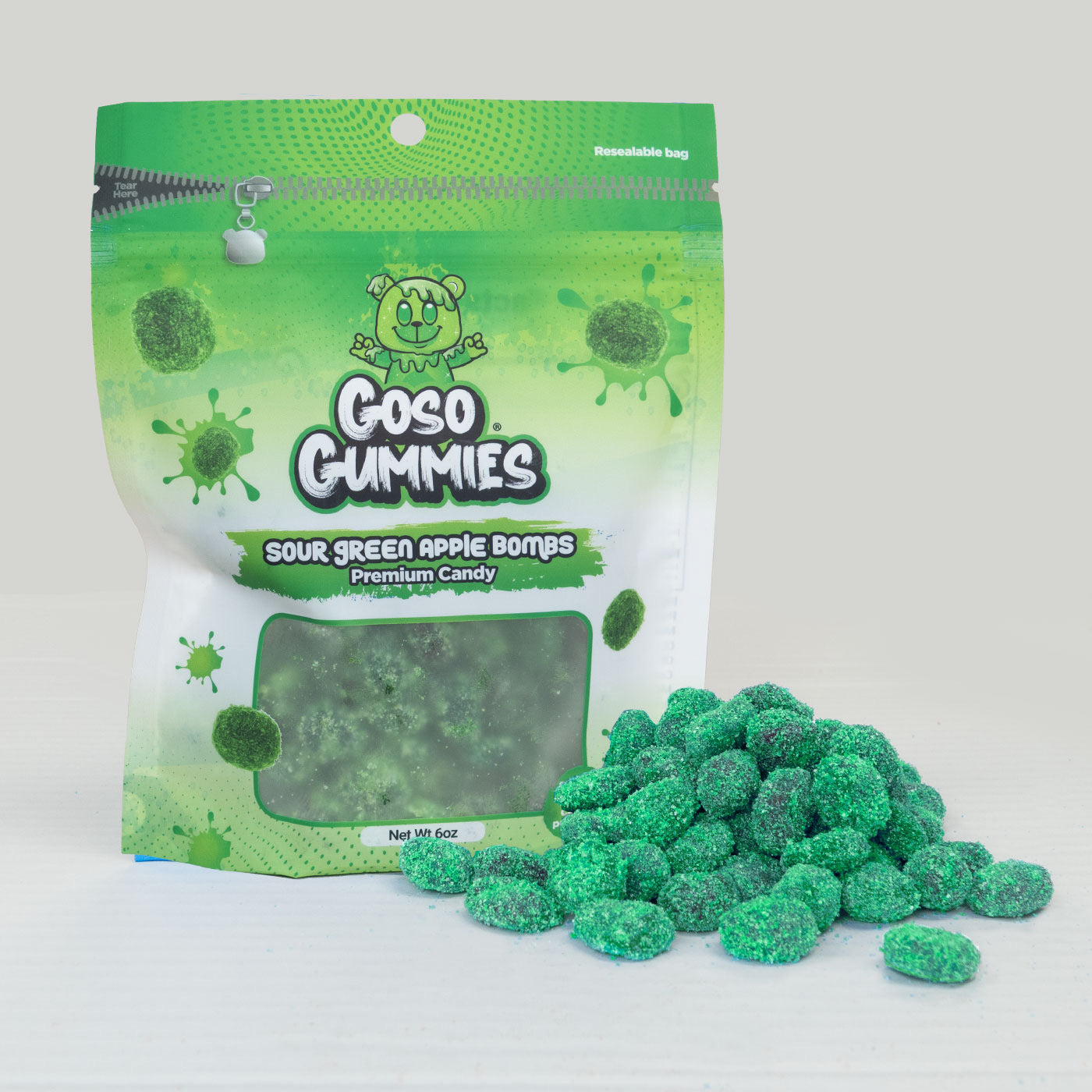 Goso Gummies Sour Green Apple Gusher Bombs – Viral Sour Gushers Candy