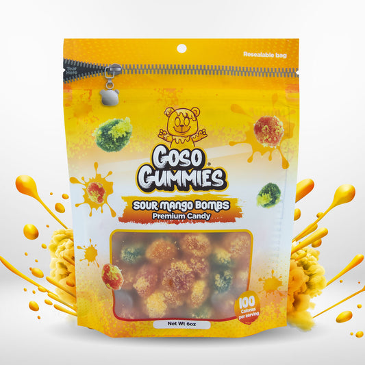 Goso Gummies Sour Mango Viral Gusher Bombs - 6 Ounces - Sour Candy