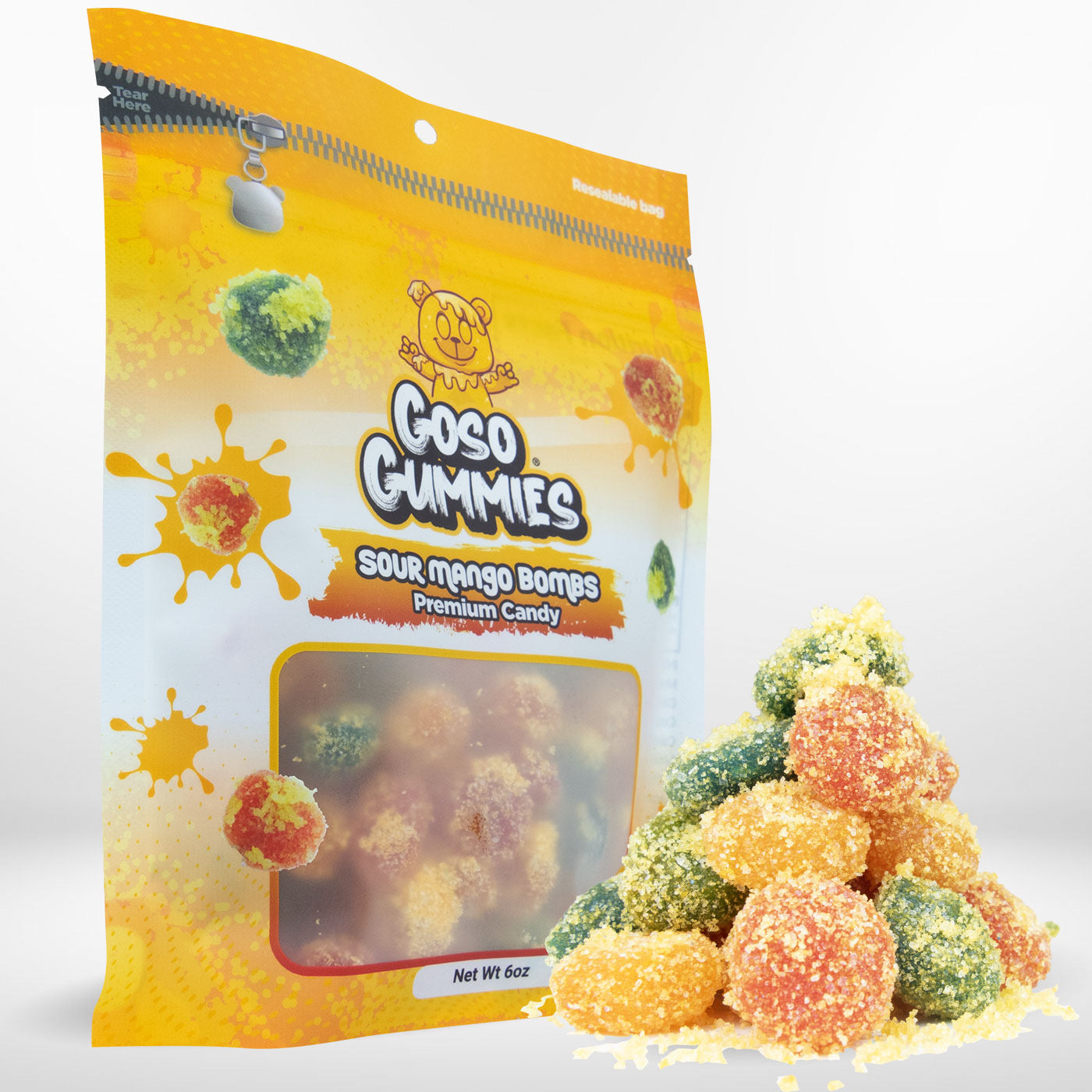 Goso Gummies Sour Mango Viral Gusher Bombs - 6 Ounces - Sour Candy