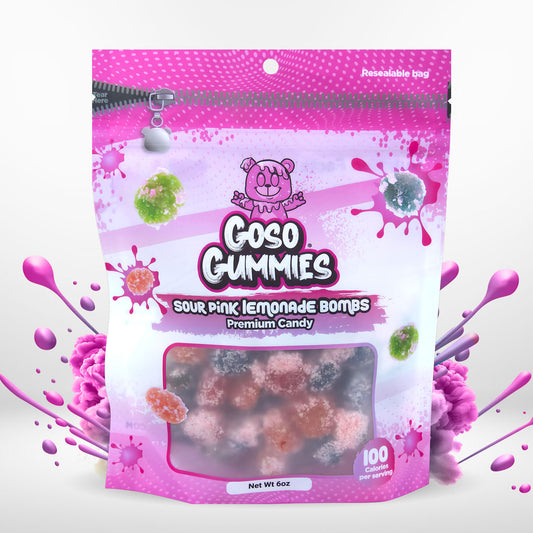 Goso Gummies Sour Pink Lemonade Viral Gusher Bombs - 6oz Bag - Candy Snack