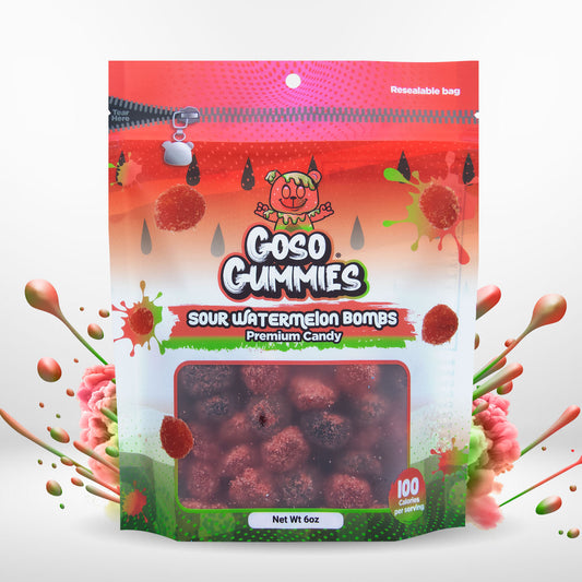 Goso Gummies Sour Watermelon Viral Gusher Bombs - 6oz Bag - Ultimate Sour Candy Fruity Explosion