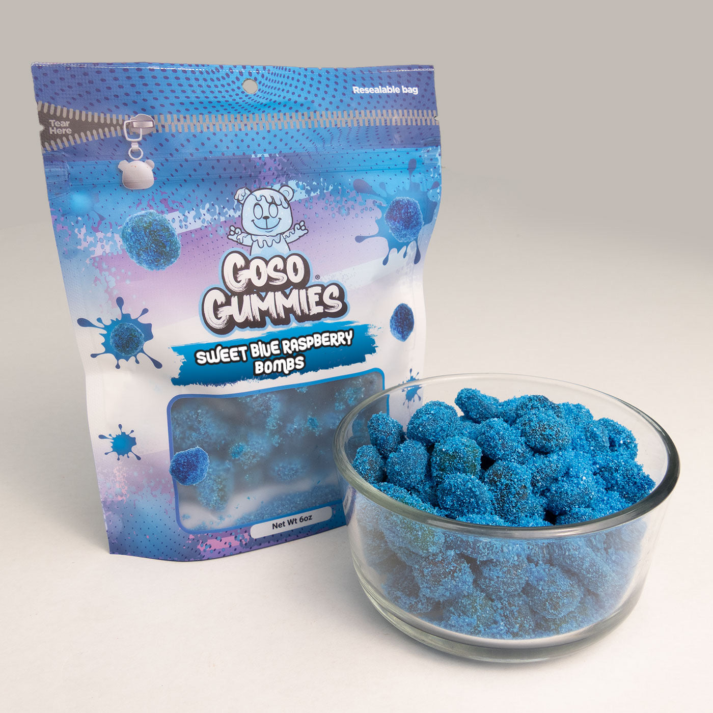 Sweet Blue Raspberry Gusher Bombs 6oz - *NON SOUR* - Chewy Candy