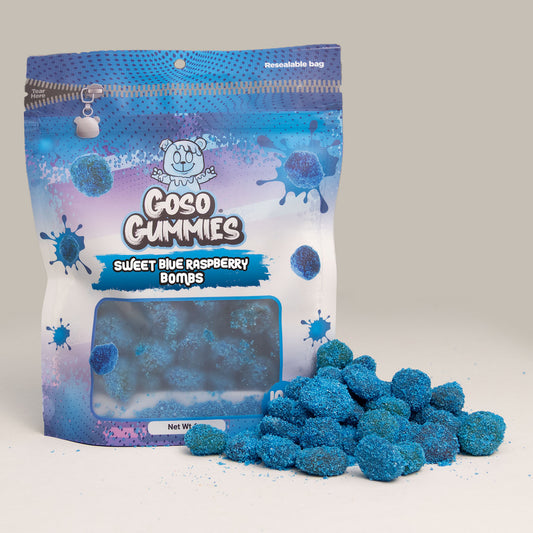 Sweet Blue Raspberry Gusher Bombs 6oz - *NON SOUR* - Chewy Candy