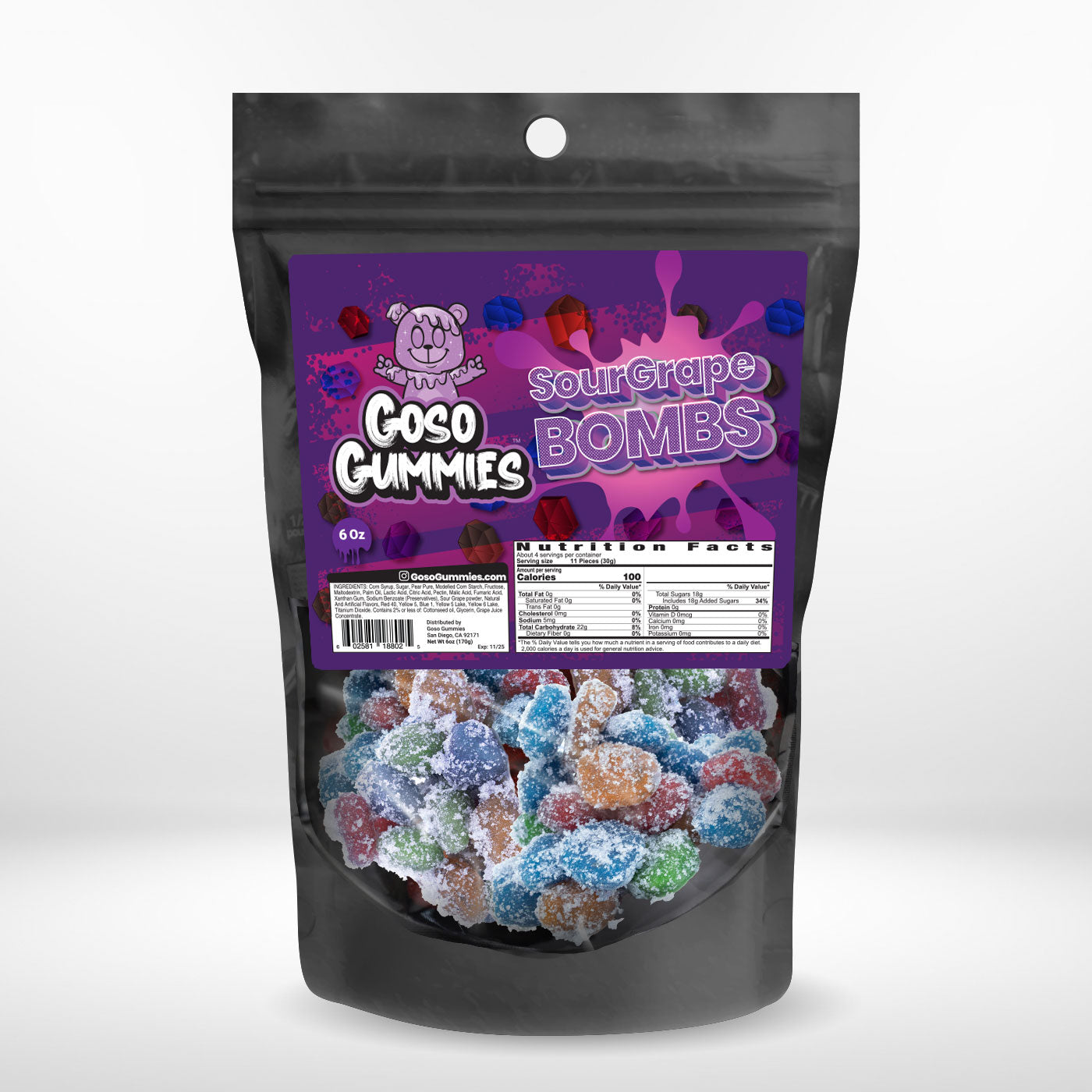 Goso Gummies Sour Grape Gusher Bombs - 6oz Bag - Viral Candy