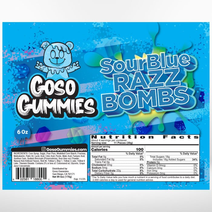 Sour Blue Razz Bombs