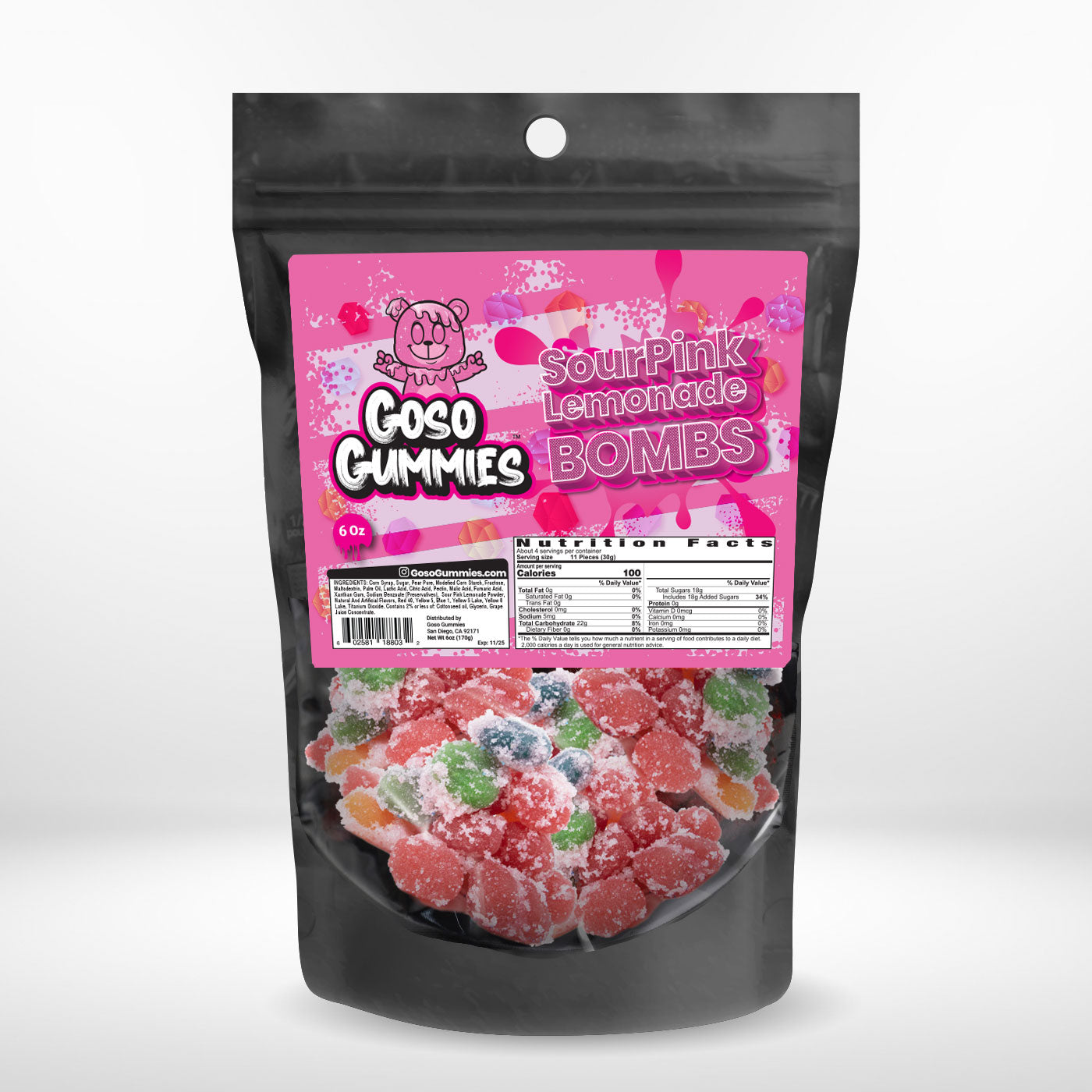 Goso Gummies Sour Pink Lemonade Gusher Bombs - 6oz Bag