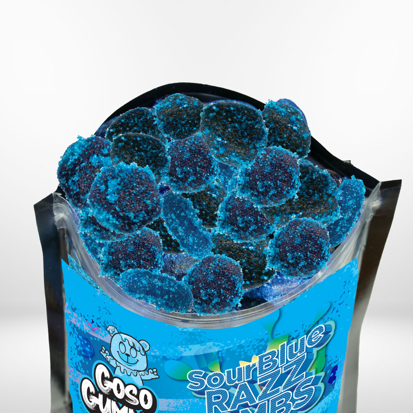 Goso Gummies Sour Blue Razz Gusher Bombs 6oz Bag