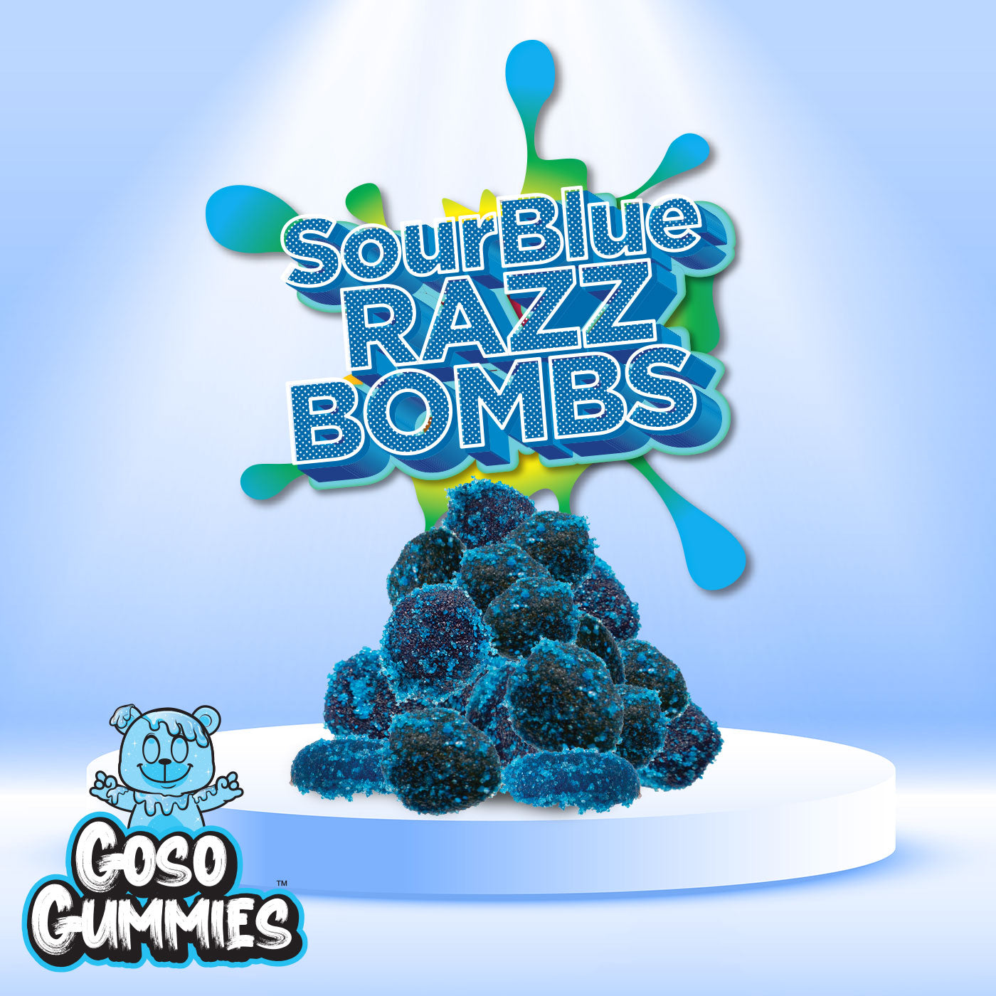 Goso Gummies Sour Blue Razz Gusher Bombs 6oz Bag