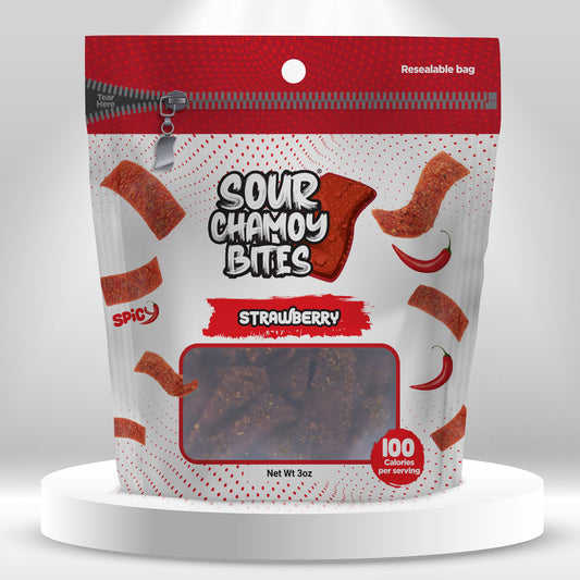 Sour Chamoy Bites -  Strawberry Flavor - 3oz Bag