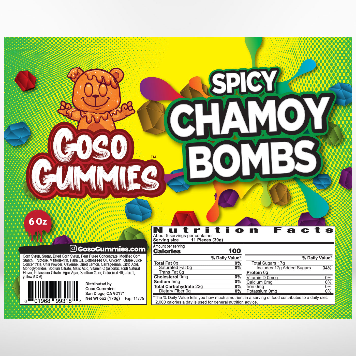 Goso Gummies Spicy Chamoy Gusher Bombs 6oz Bag