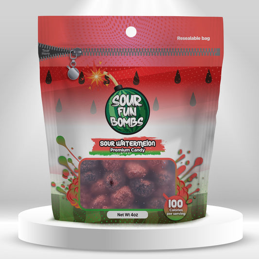 Sour Fun Bombs - Sour Watermelon Flavor - 4oz Bag