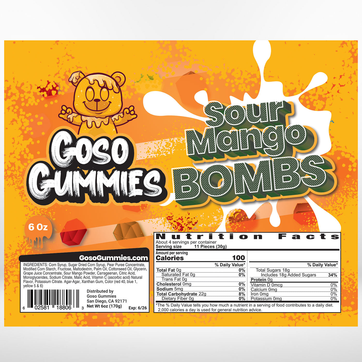 Goso Gummies Viral Sour Mango Gushers 6oz Bag