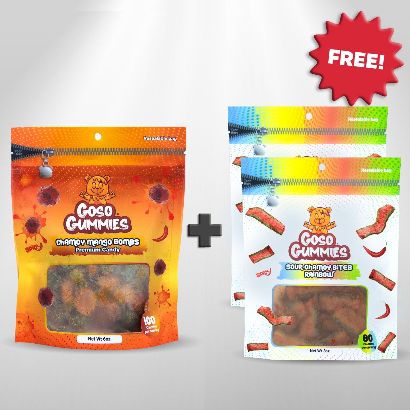 Viral Chamoy Mango Gusher Bombs + 2 FREE Sour Rainbow Chamoy Bites Bags