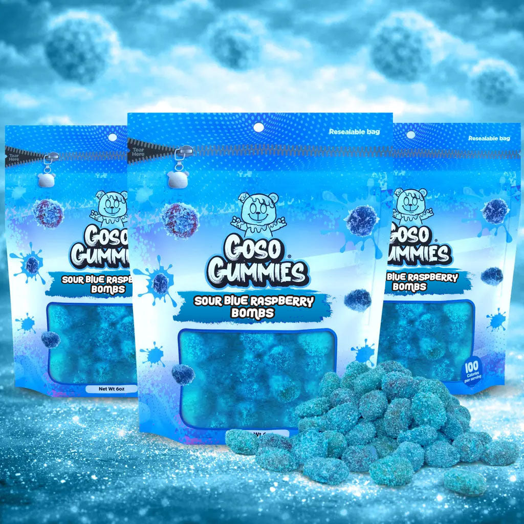 Sour Blue Raspberry Gushers 3-Pack – Viral Sour Gushers Candy Fruit Snack