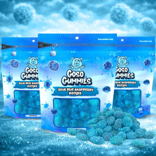 Sour Blue Raspberry Gushers 3-Pack – Viral Sour Gushers Candy Fruit Snack